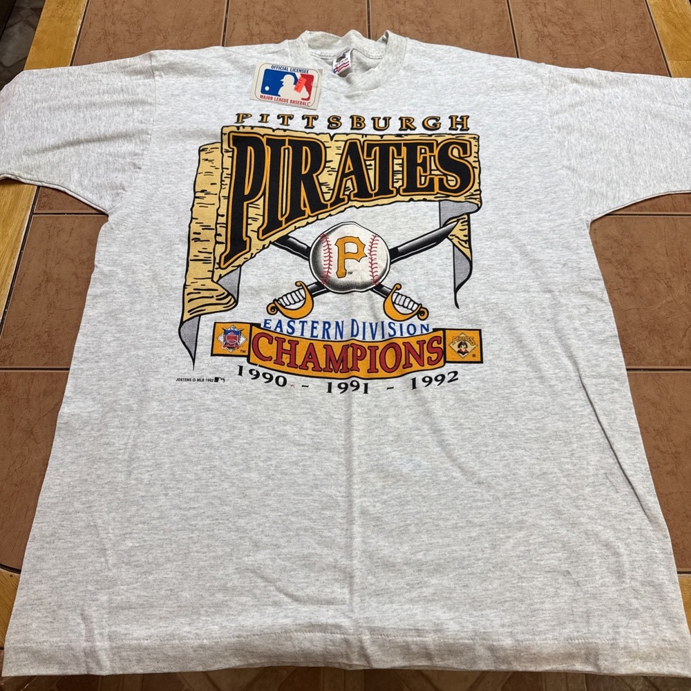 Vintage 1990 91 92Pittsburgh Pirates Eastern Division Champs Shirt XL USA NOS
